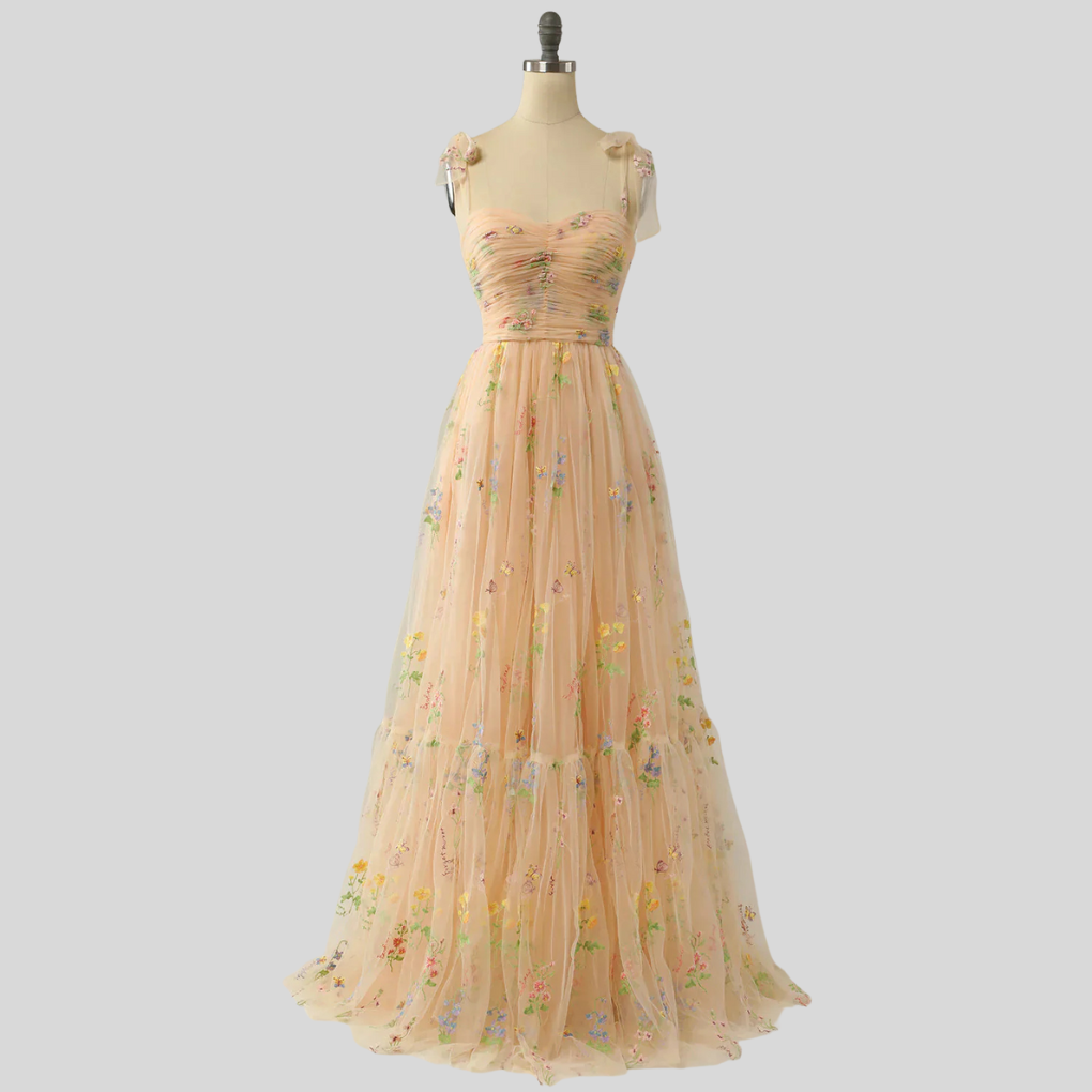 Elegant Embroidered Tulle Ball Gown – Statement Evening Wear
