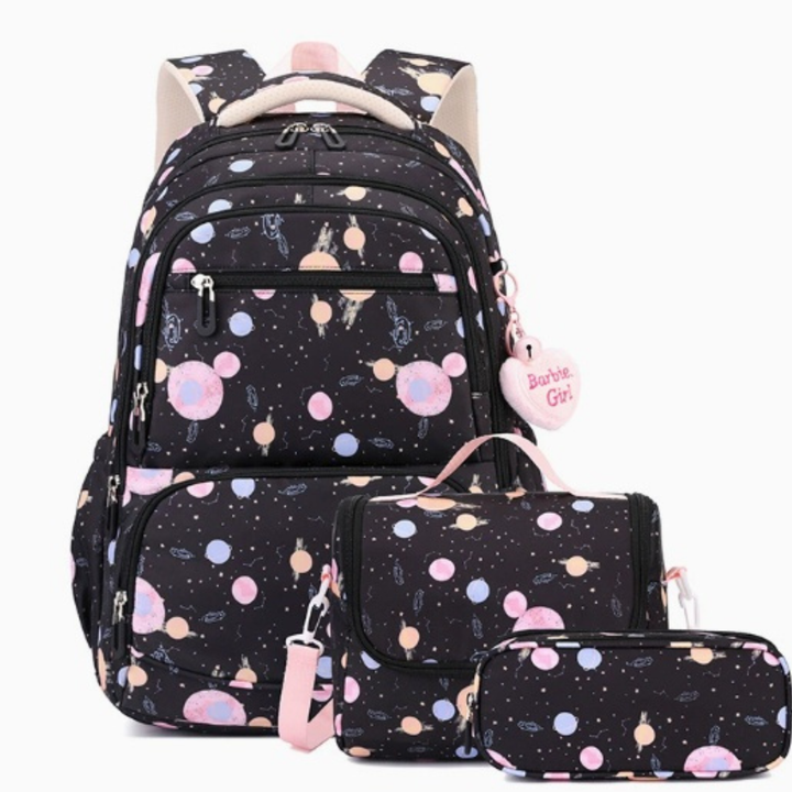 Three-piece Cartoon-print Set Backpack