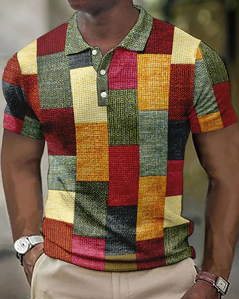 Men’s Checkered Polo Shirt – Modern Style Meets Comfort