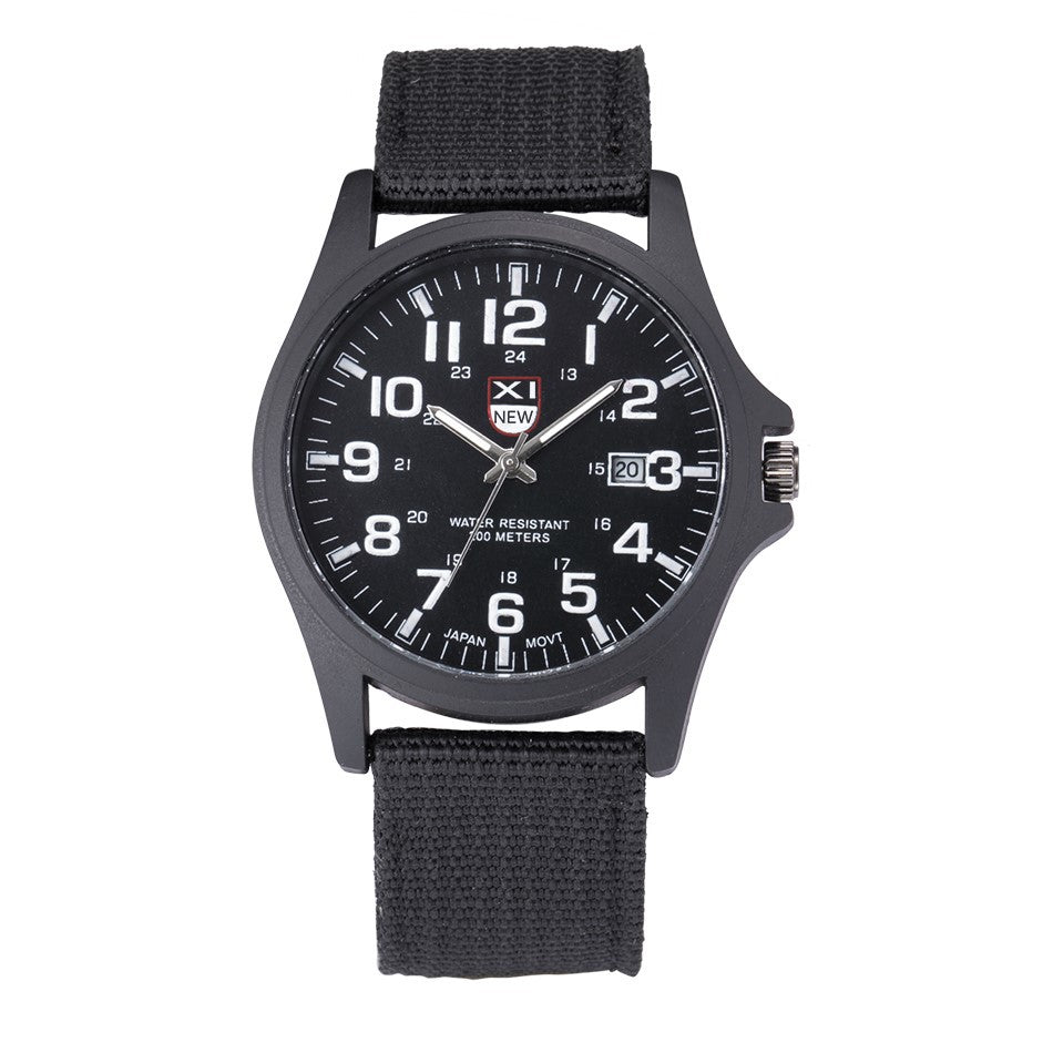 Robust Military-Style Watch with Illuminated Dial