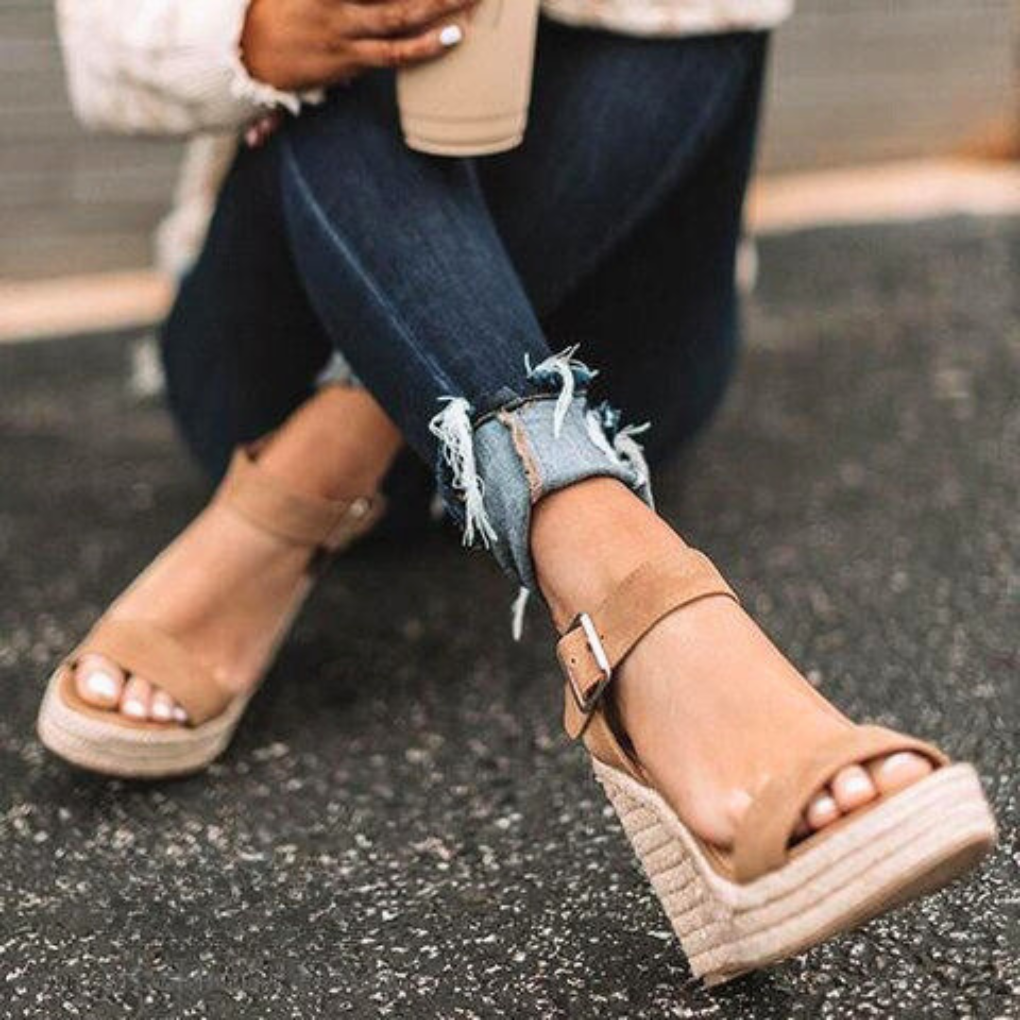 Women's Casual T Strap Wedge Sandals