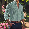 Stripe Printed Long Sleeve Lapel Button Shirt