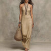 Slim-Fit Sleeveless Halter Neck A-Line Maxi Dress