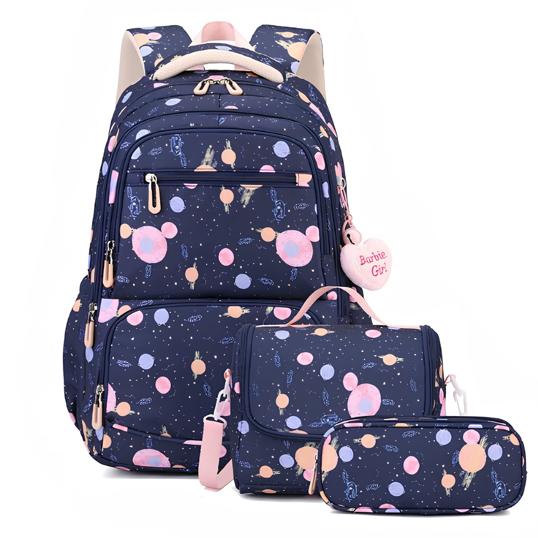Three-piece Cartoon-print Set Backpack