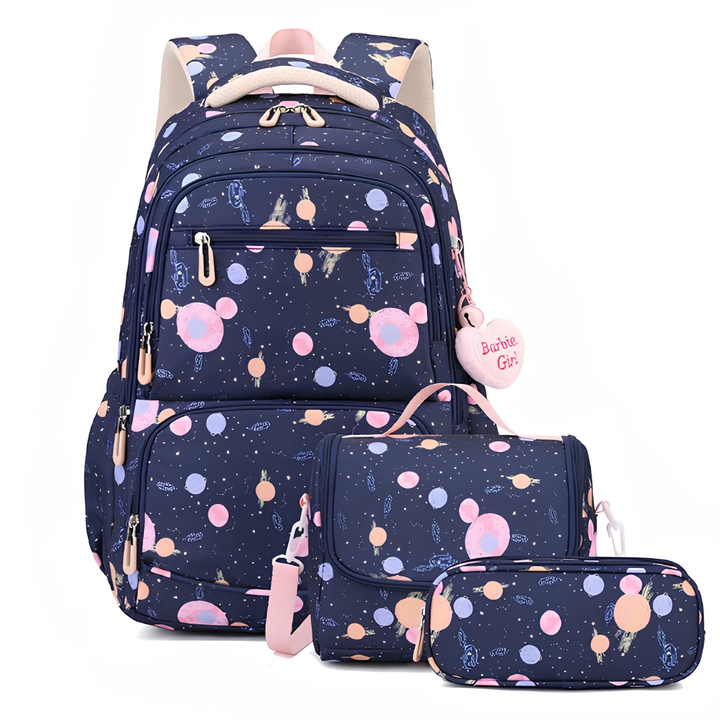 Three-piece Cartoon-print Set Backpack