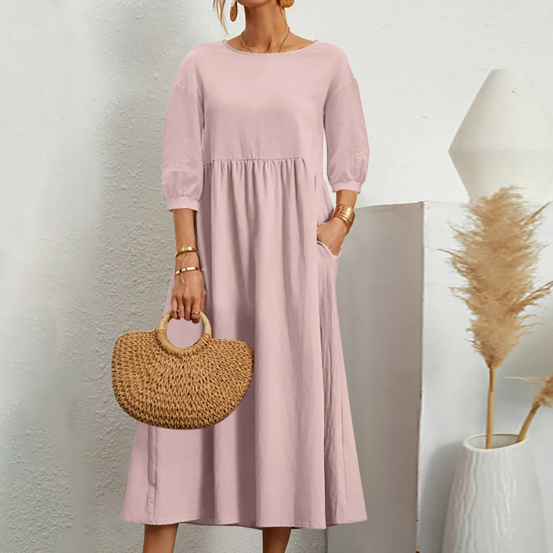 Casual Loose Patchwork Midi Dress Effortless Style Meets Everyday Comfort