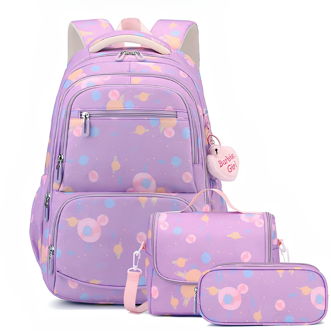 Three-piece Cartoon-print Set Backpack