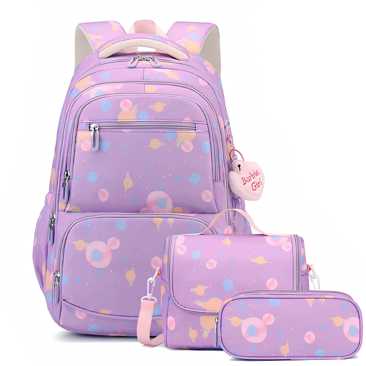 Three-piece Cartoon-print Set Backpack