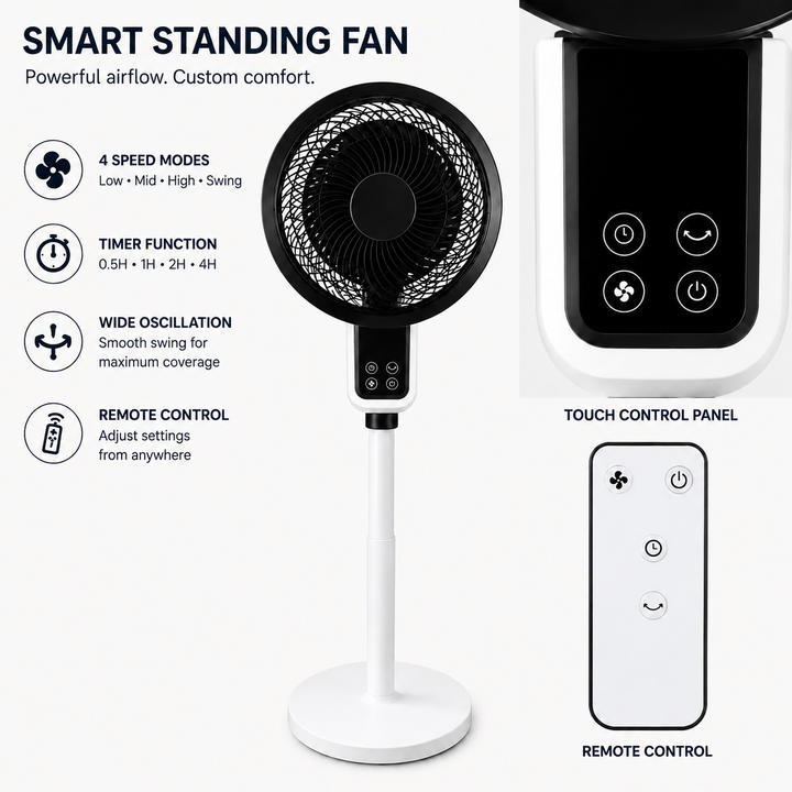 Silent and powerful Adjustable fan - with remote control