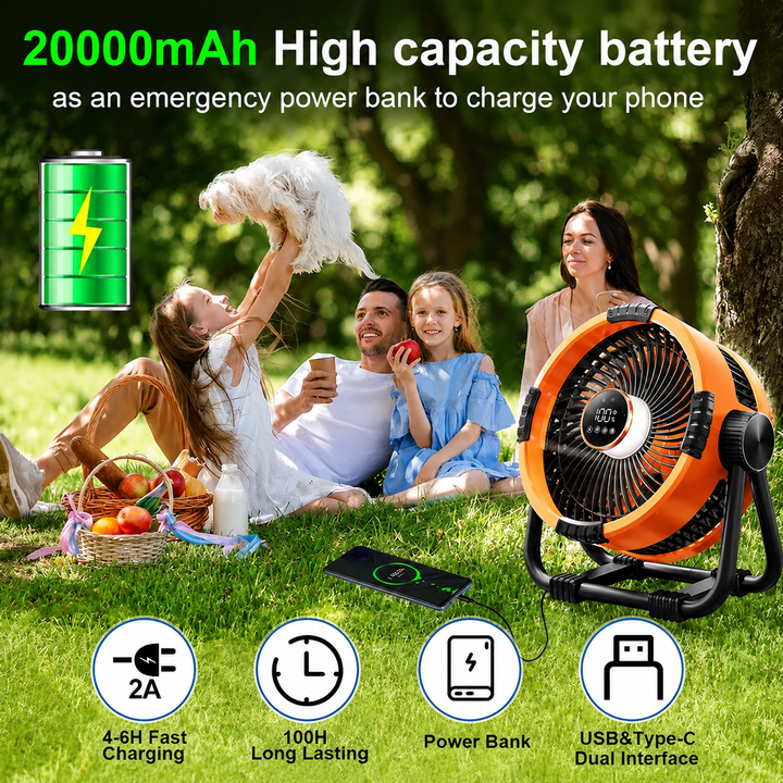 Camping Fan with 20,000 mAh Power Bank