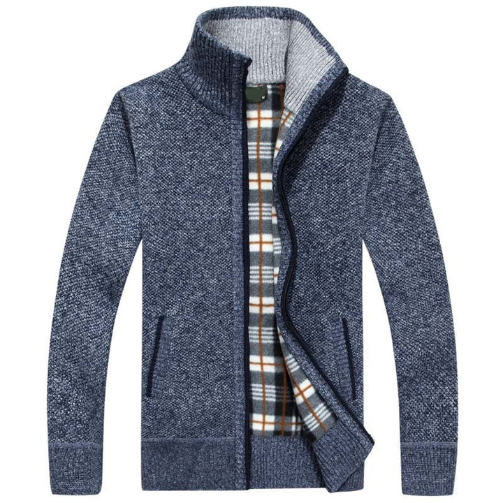 Knitted Men’s Sweater with Zipper for Warmth and Style