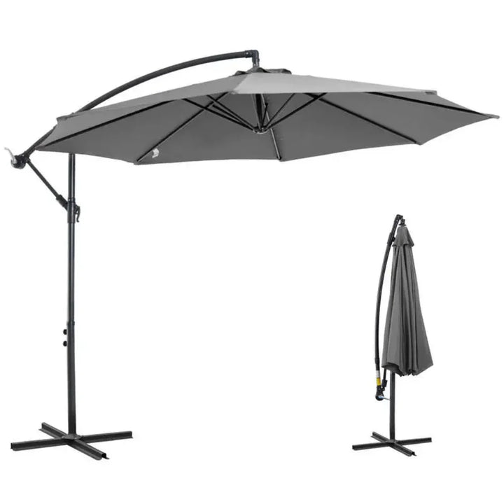 Parasol with hand crank, weatherproof, 2.95 m x 2.95 m x 2.45 m, polyester, steel, black