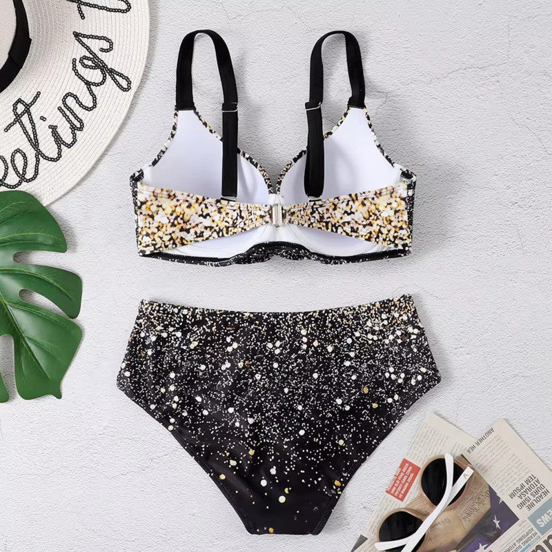Mary - Women's High Waist Leaf Print Bikini