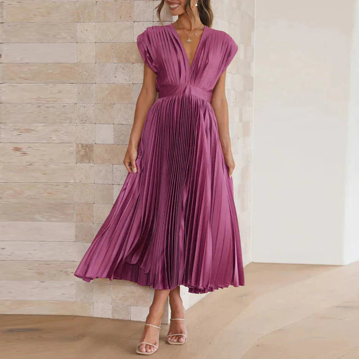 Women’s Modern V-Neck Sleeveless Dress – Chic Day-to-Evening Style