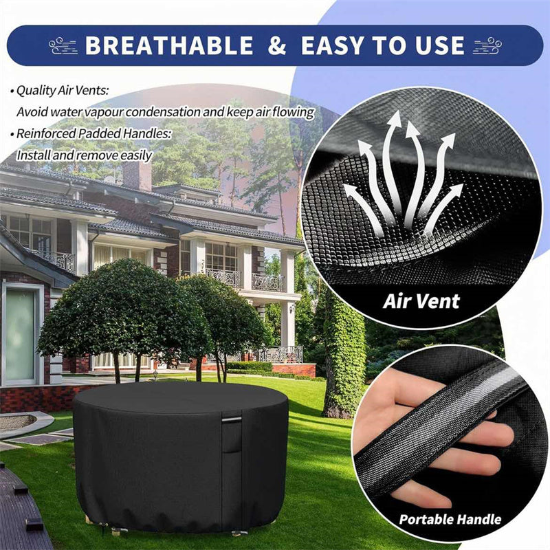 Heavy-Duty Round Outdoor Furniture Cover with Air Vent