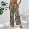 Bohemian Wide-Legged Women's Trousers with Slanted Pockets
