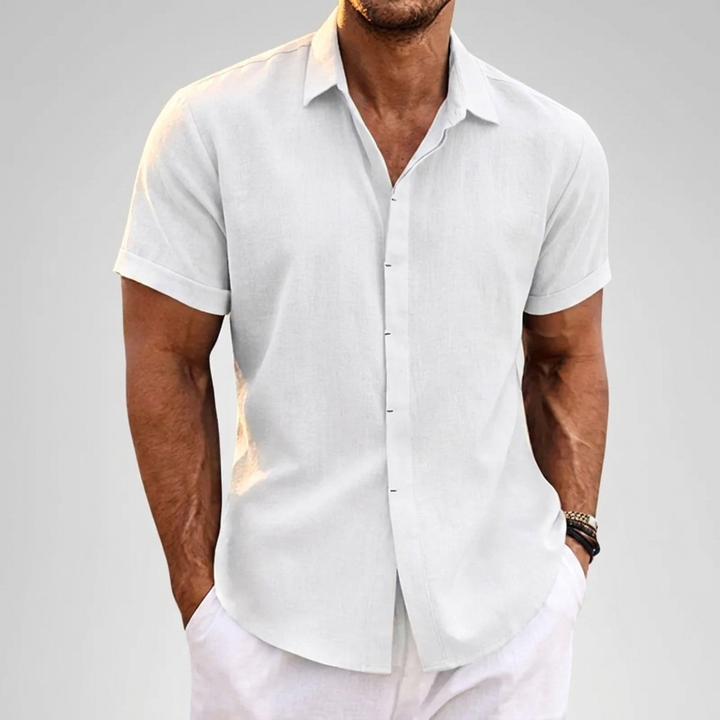 Men's Solid Colour Loose Fit Linen Blend Short Sleeve T-Shirt