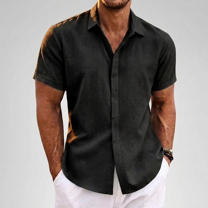 Men's Solid Colour Loose Fit Linen Blend Short Sleeve T-Shirt