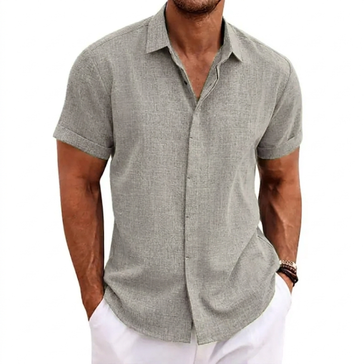 Men's Solid Colour Loose Fit Linen Blend Short Sleeve T-Shirt