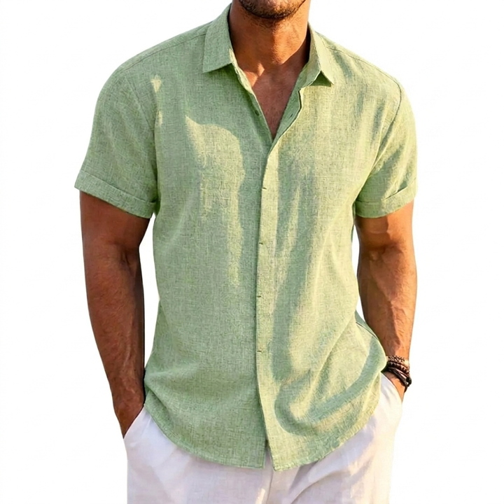 Men's Solid Colour Loose Fit Linen Blend Short Sleeve T-Shirt