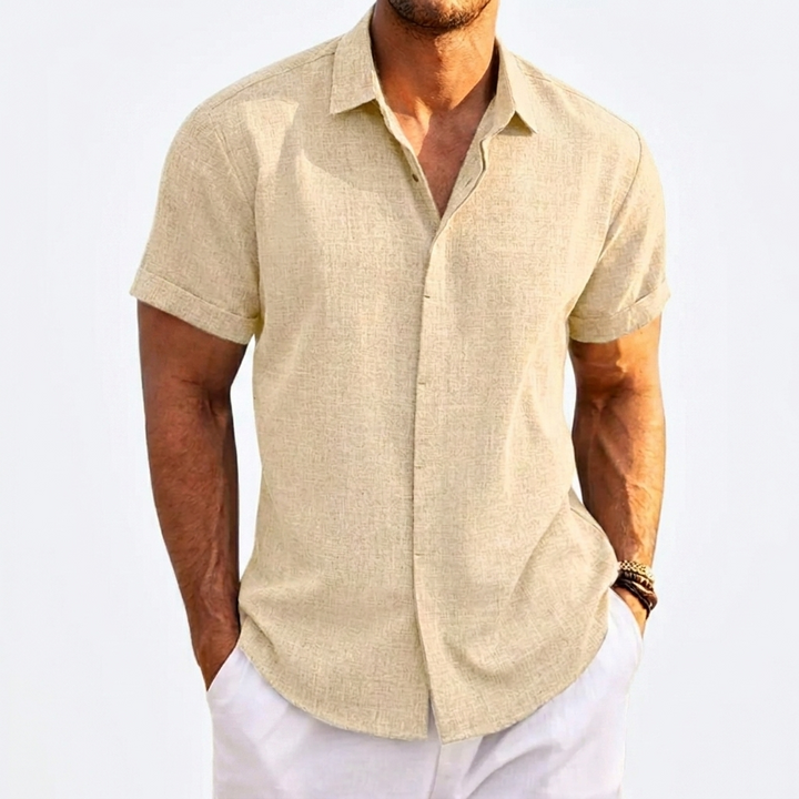 Men's Solid Colour Loose Fit Linen Blend Short Sleeve T-Shirt