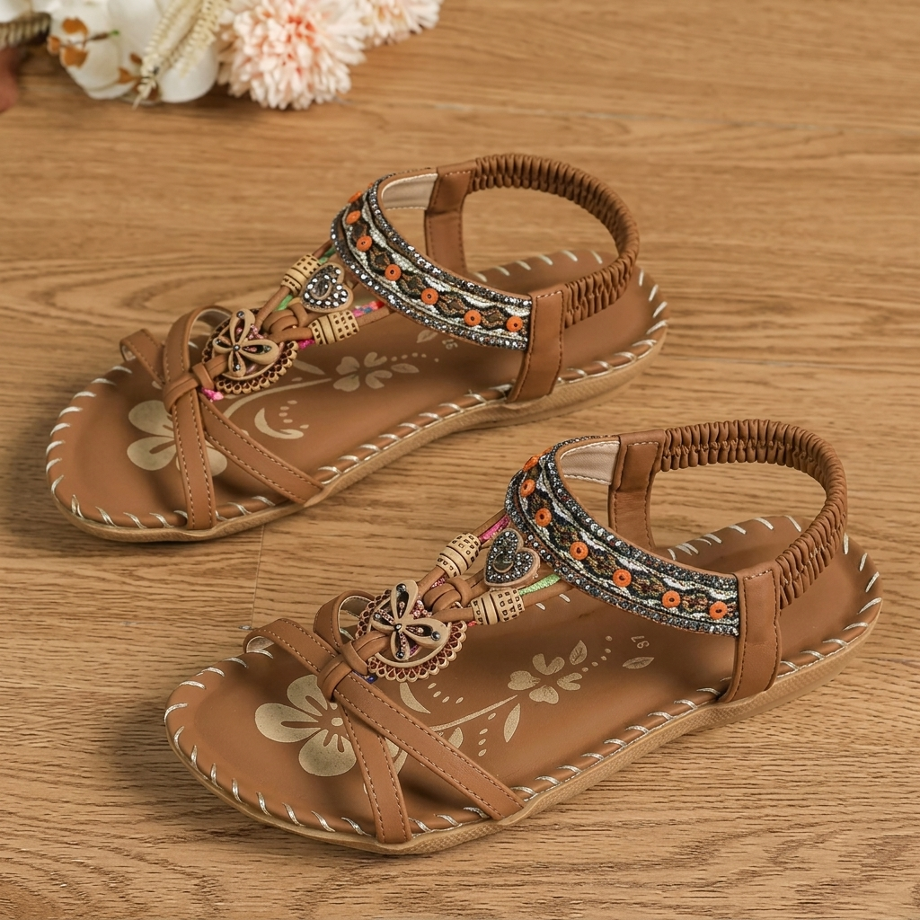 Open Toe Beach Sandals Microfiber Round Toe Elastic Band