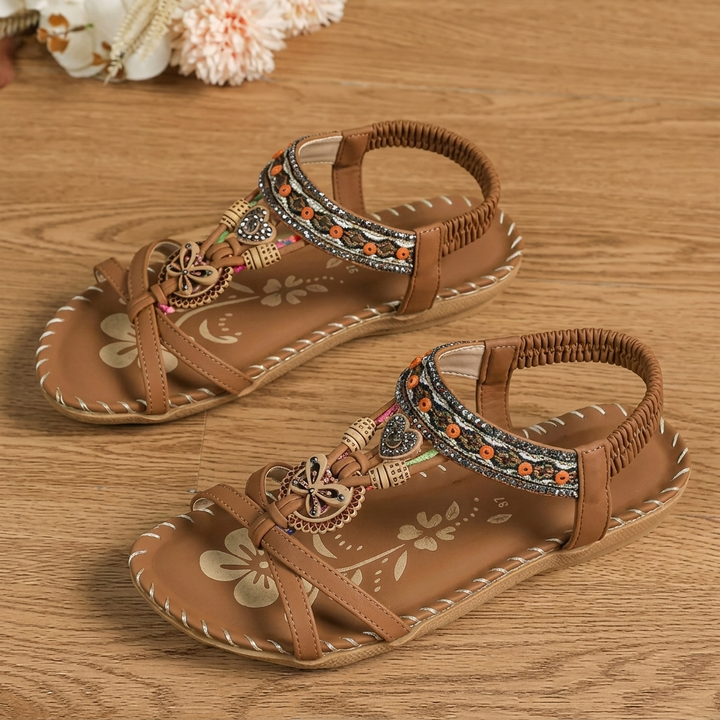 Open Toe Beach Sandals Microfiber Round Toe Elastic Band