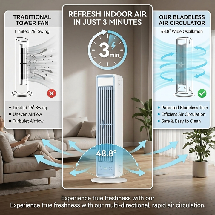 Portable Bladeless Cooling Fan with Remote Control