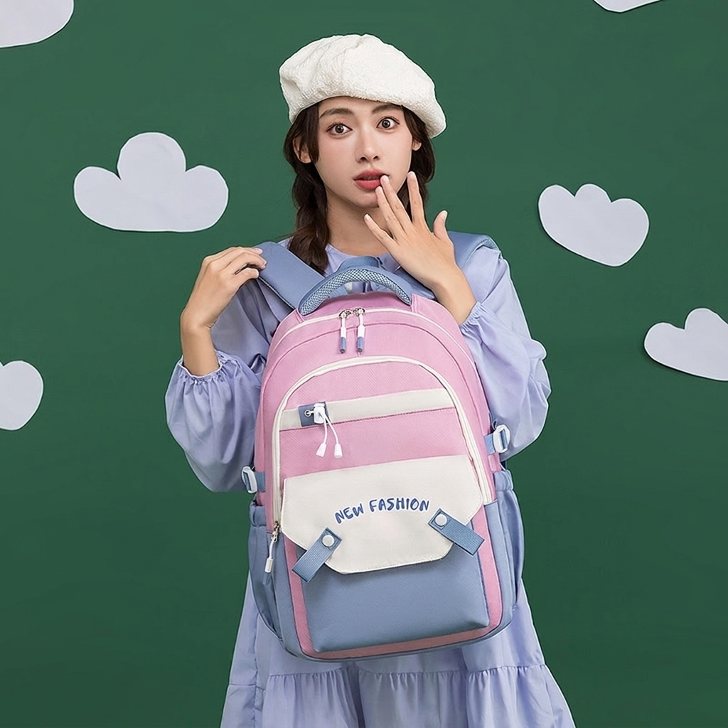 New Student Schoolbag Colorful Contrast Color Schoolbag
