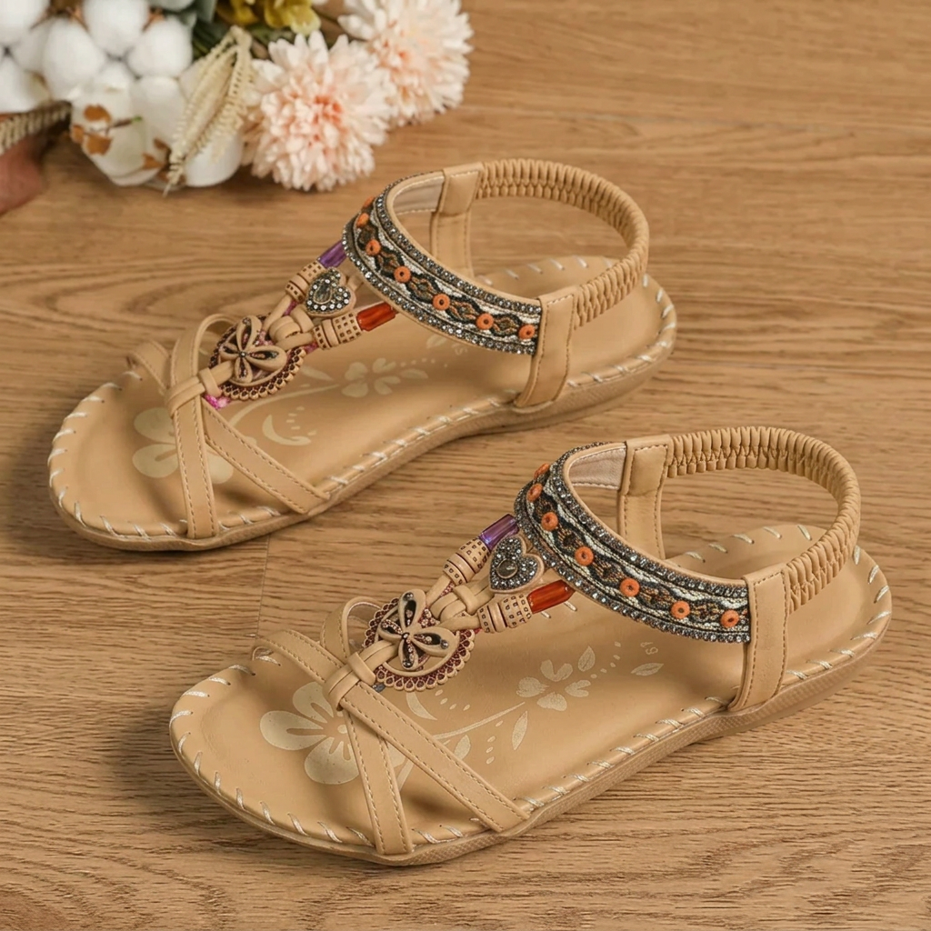 Open Toe Beach Sandals Microfiber Round Toe Elastic Band