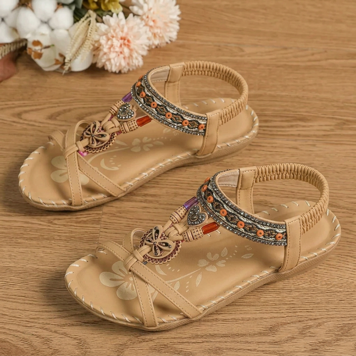 Open Toe Beach Sandals Microfiber Round Toe Elastic Band