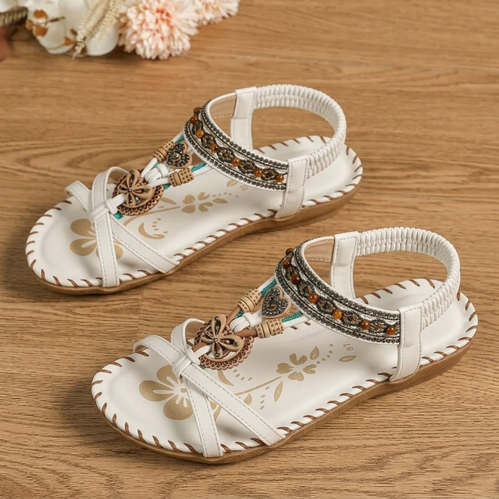 Open Toe Beach Sandals Microfiber Round Toe Elastic Band