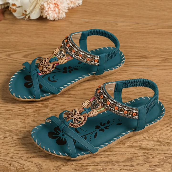 Open Toe Beach Sandals Microfiber Round Toe Elastic Band