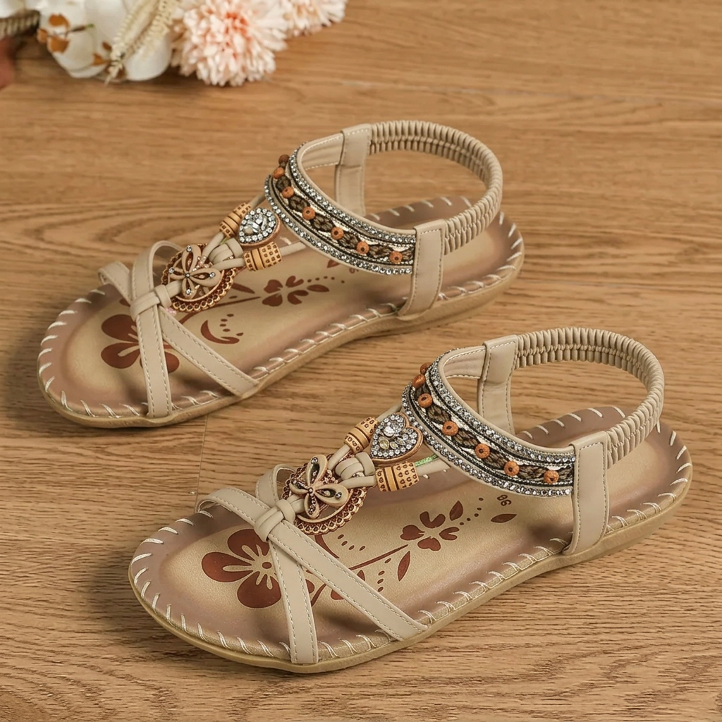 Open Toe Beach Sandals Microfiber Round Toe Elastic Band