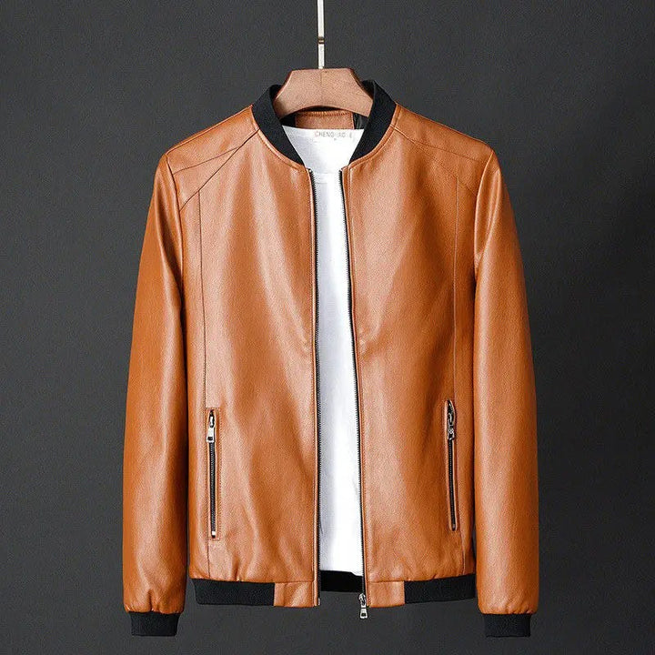 Vintage Leather Jacket with Pocket for Men Rugged Charm Meets Timeless Style